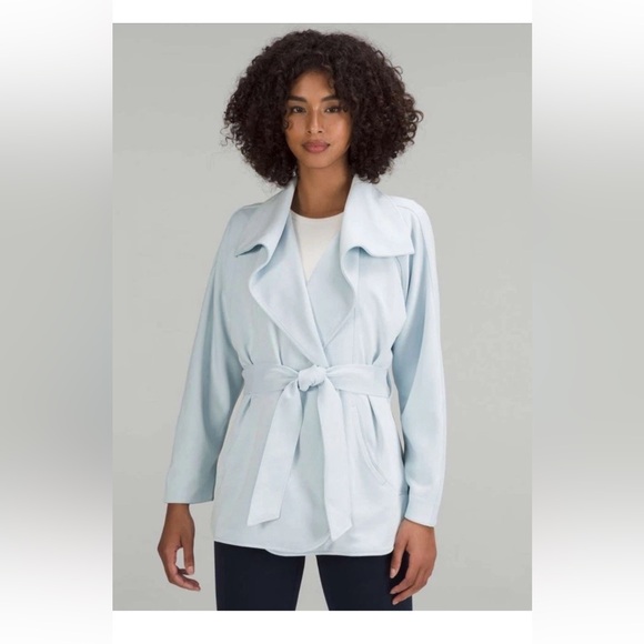 Lululemon Softstreme Belted Wrap Jacket Women’s Size M/L Powder Blue - Picture 1 of 14